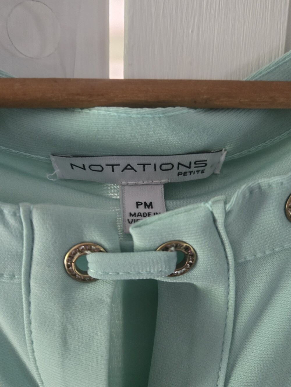 Notations Petite Mint Green Grommet Keyhole Tank Soft Stretch Y2K Coastal PM - Picture 6 of 8